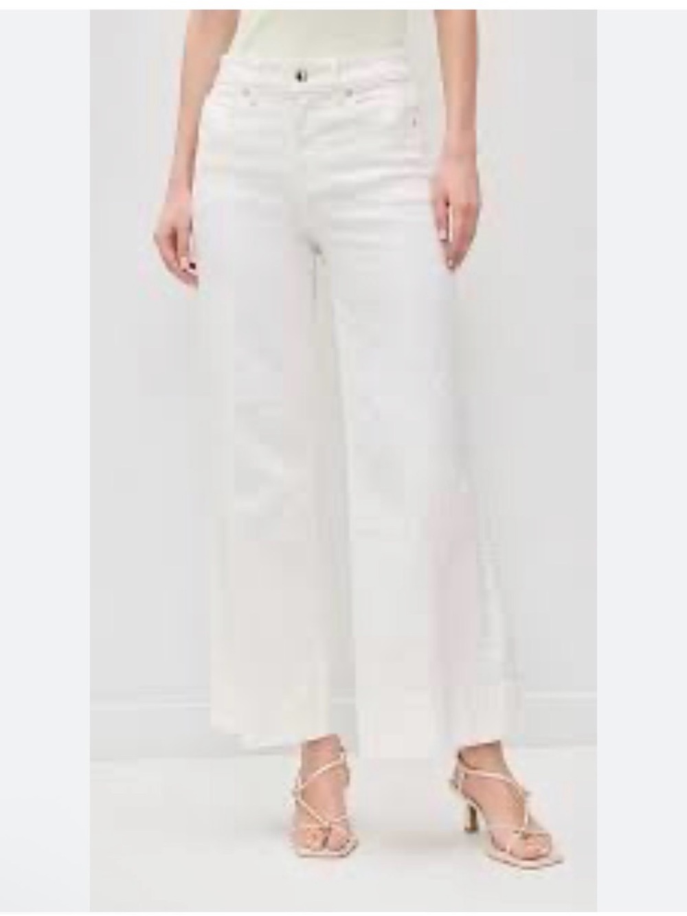 Good American cream white Wide-Leg good skate Crop Jeans